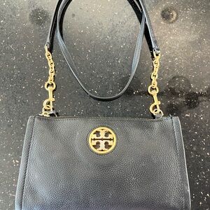 Tory Burch Black Shoulder Bag with Gold Chain